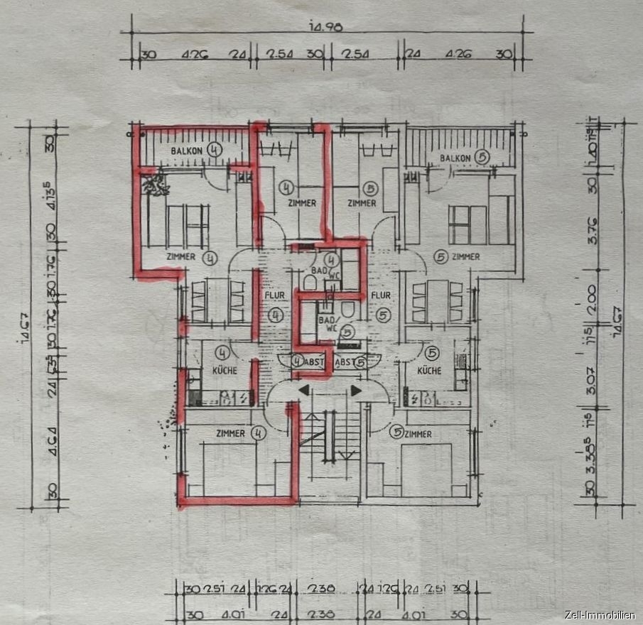Grundriss bemasst